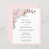 Budget Blush Pink Floral Baby shower Uitnodiging (Voorkant / Achterkant)