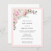 Budget Blush Pink Floral Baby shower Uitnodiging (Voorkant / Achterkant)