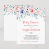 Budget Blush Pink Floral Baby shower Uitnodiging (Voorkant / Achterkant)