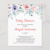 Budget Blush Pink Floral Baby shower Uitnodiging (Voorkant)