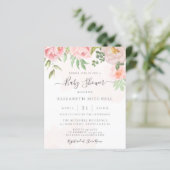 Budget Blush Pink Floral Baby shower Uitnodiging (Staand voorkant)