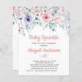 Budget Blush Pink Floral Baby Sprinkle Uitnodiging (Voorkant / Achterkant)