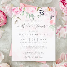 Budget Blush Pink Floral Bridal Shower Invitation