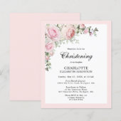 Budget Blush Pink Floral Christening Uitnodiging (Voorkant / Achterkant)