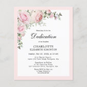 Budget Blush Pink Floral Dedication Invitation (Voorkant)