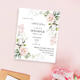 Budget Blush Pink Floral Eucalyptus Vrijgezellenfe Flyer