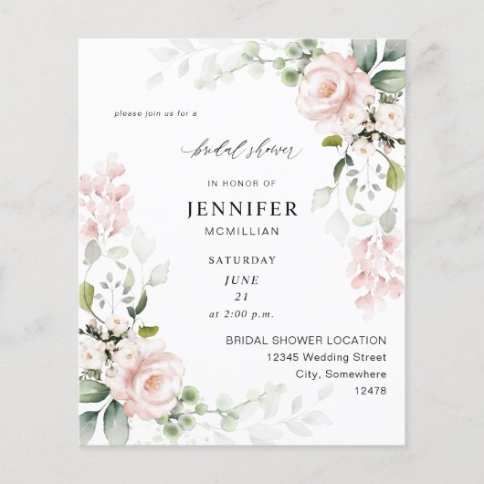 Budget Blush Pink Floral Eucalyptus Vrijgezellenfe Flyer (Voorkant)