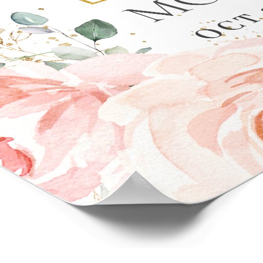 Budget Blush Pink Floral Foto Funeral Memorial Poster (Hoek)