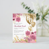 Budget Blush Pink Floral Gold Balloon Birthday (Staand voorkant)