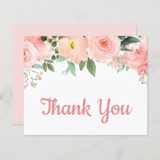 Budget Blush Pink Floral Hartelijk dank (Voorkant / Achterkant)