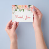 Budget Blush Pink Floral Hartelijk dank Flyer (Hand)