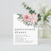 Budget Blush Pink Floral Jubileum Dinner Invite (Staand voorkant)