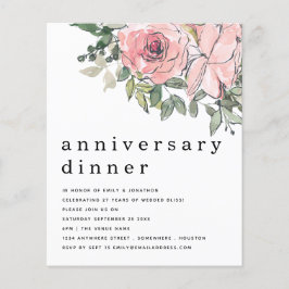 Budget Blush Pink Floral Jubileum Dinner Invite