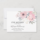 BUDGET Blush Pink Floral Moving Announcard Aankondiging (Voorkant)