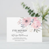 BUDGET Blush Pink Floral Moving Announcard Aankondiging (Staand voorkant)