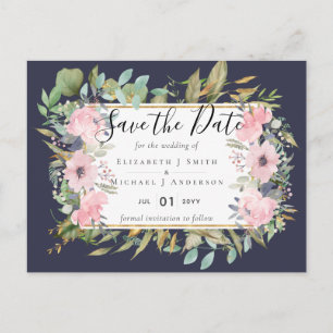 BUDGET Blush Pink Floral Weddenschap Briefkaart