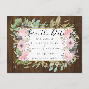BUDGET Blush Pink Floral Weddenschap Briefkaart