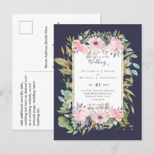 BUDGET Blush Pink Floral Weddenschap Briefkaart