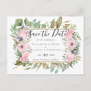 BUDGET Blush Pink Floral Weddenschap Briefkaart