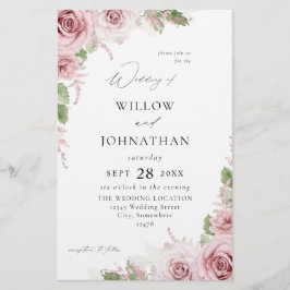 Budget Blush Pink Floral Wedding Flyer