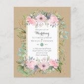 BUDGET Blush Pink Floral Wedding Invitations (Voorkant)
