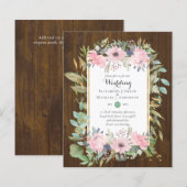 BUDGET Blush Pink Floral Wedding Invitations (Voorkant / Achterkant)