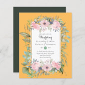 BUDGET Blush Pink Floral Wedding Invitations (Voorkant / Achterkant)