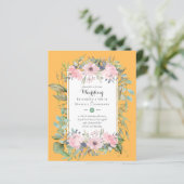 BUDGET Blush Pink Floral Wedding Invitations (Staand voorkant)