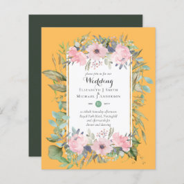 BUDGET Blush Pink Floral Wedding Invitations