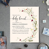 Budget Blush Pink Florals Baby Brunch Uitnodiging