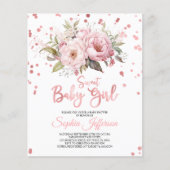 Budget Blush Pink Flowers Baby shower Invitation (Voorkant)