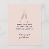 Budget Blush Pink Glitter Champagne Nieuwjaarskaar (Achterkant)