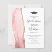 Budget Blush Pink Gold Agaat Afstuderen Uitnodigen (Voorkant)