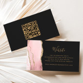 Budget Blush Pink Gold Agaat Dark Wedding QR-code Informatiekaartje