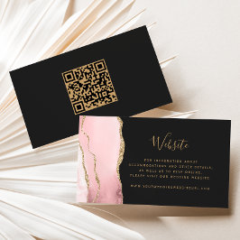Budget Blush Pink Gold Agaat Dark Wedding QR-code Informatiekaartje