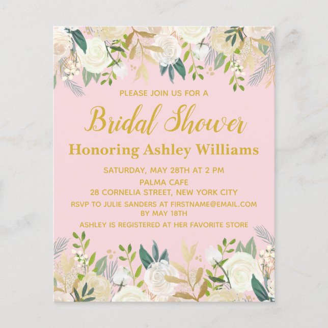Budget Blush Pink & Gold Bridal Shower (Voorkant)
