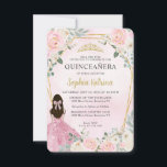 Budget Blush Pink Gold Floral Princess Quinceañera Notitiekaartje<br><div class="desc">Blush Pink Gold Floral Princess Tiara Quinceañera Uitnodiging</div>