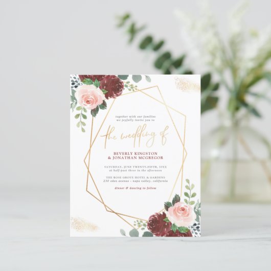 Budget Blush Pink & Gold Modern Geometric Wedding (Staand voorkant)