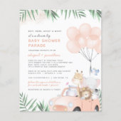 Budget Blush Pink Gold Safari drive by Baby shower (Voorkant)