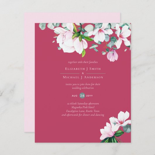 BUDGET Blush Pink Magnolias Sage Eucalyptus Wed (Voorkant / Achterkant)