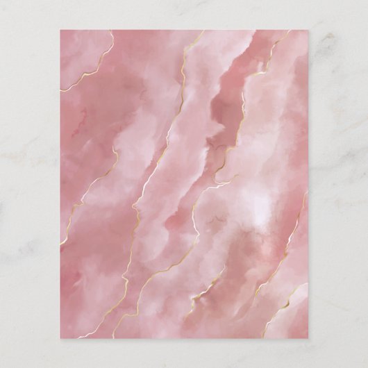 Budget Blush Pink Marble Wedding Menu (Achterkant)