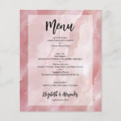 Budget Blush Pink Marble Wedding Menu (Voorkant)