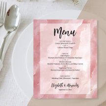 Budget Blush Pink Marble Wedding Menu