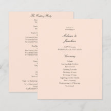 Budget Blush Pink Pastel Wedding Programme