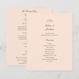 Budget Blush Pink Pastel Wedding Programme