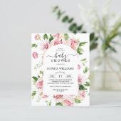 Budget Blush Pink Peonies Baby shower Uitnodiging (Staand voorkant)