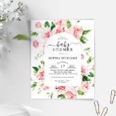Budget Blush Pink Peonies Baby shower Uitnodiging