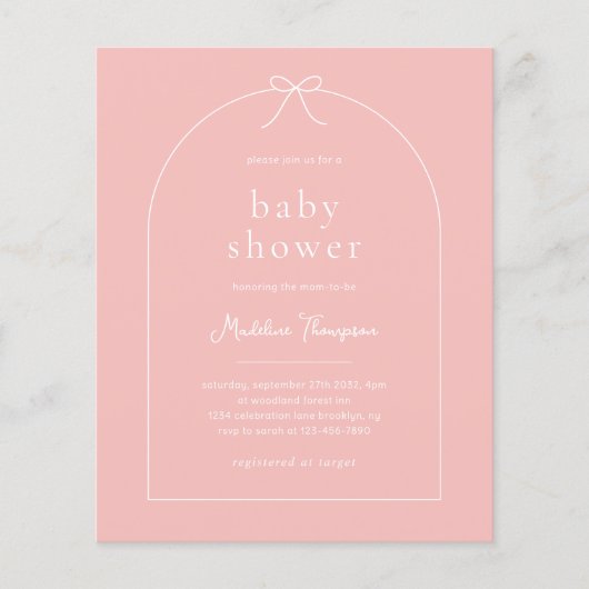 BUDGET Blush Pink Ribbon Bow Arch Baby shower (Voorkant)