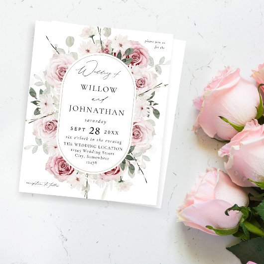 Budget Blush Pink Rose & Eucalyptus Floral Wedding