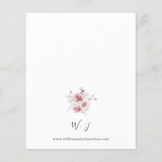 Budget Blush Pink Rose & Eucalyptus Floral Wedding Flyer (Achterkant)